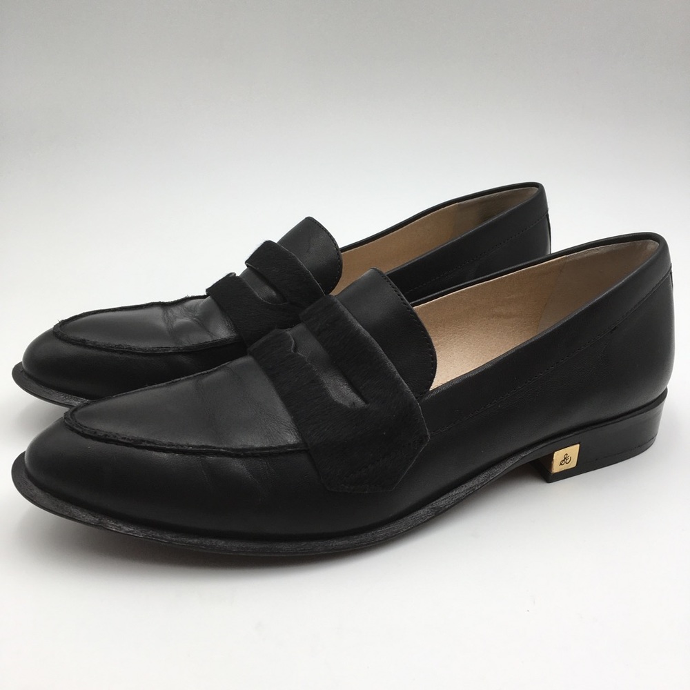 .Sam Edelman. Leather Loafers Cow Hair Detail